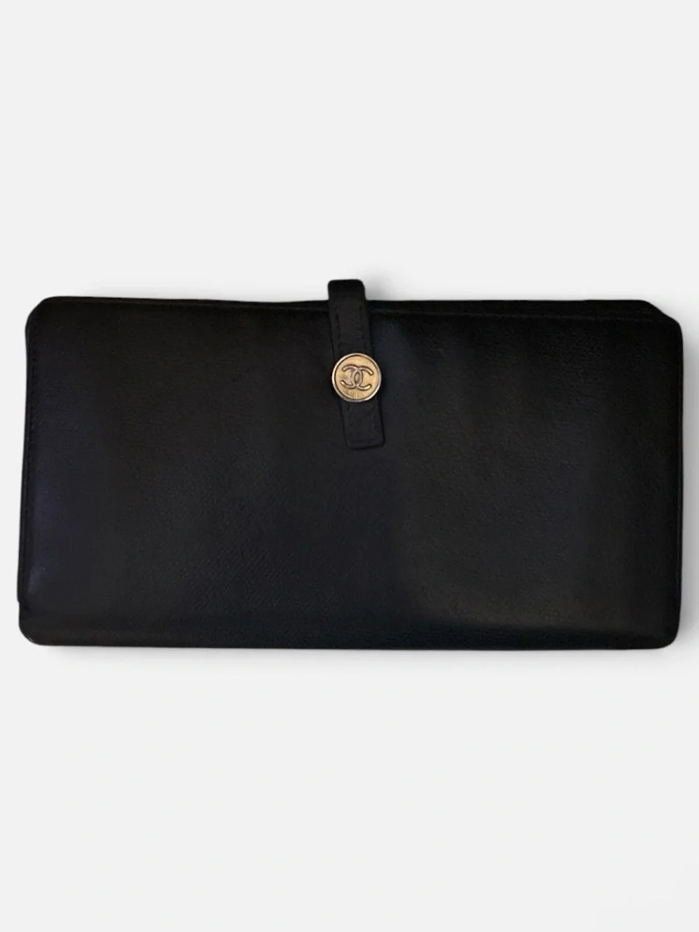 CHANEL French Purse 2004 Caviar Leather Coco Button Long Wallet